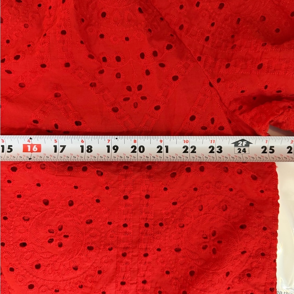 H&M Red Eyelet BRODERIE ANGLAISE Tunic Dress /Coverup Coquette unlined Spring - Picture 10 of 10